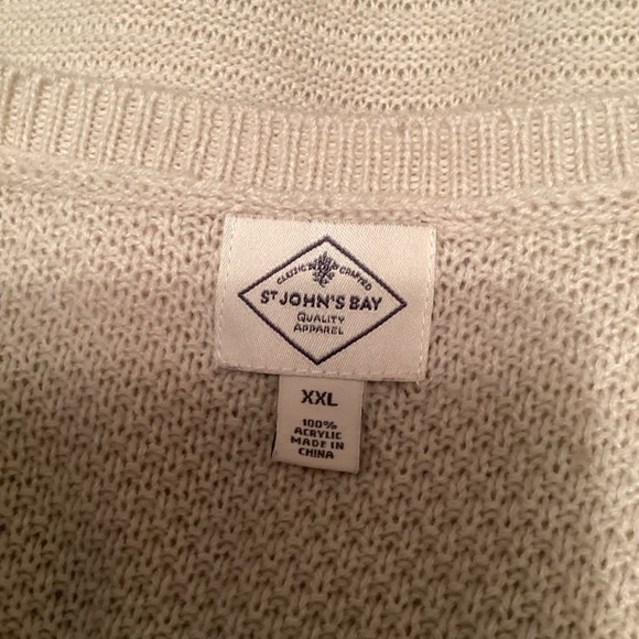 St. John's Bay Cream V-Neck Sweater with Textured Knit XXL - Picture 7 of 7
